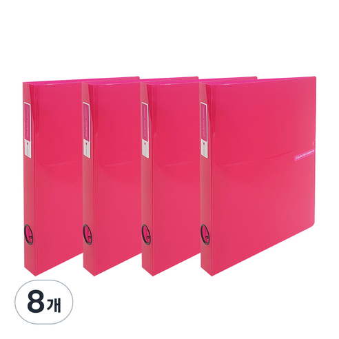 에코청운 투명 칼라칩 3공 D링 바인더 3cm A4, 분홍, 8개
