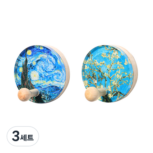 꼭꼬핀 아트 자석 부착형 2종 세트, 고흐 별이 빛나는 밤에, 아몬드나무, 3세트