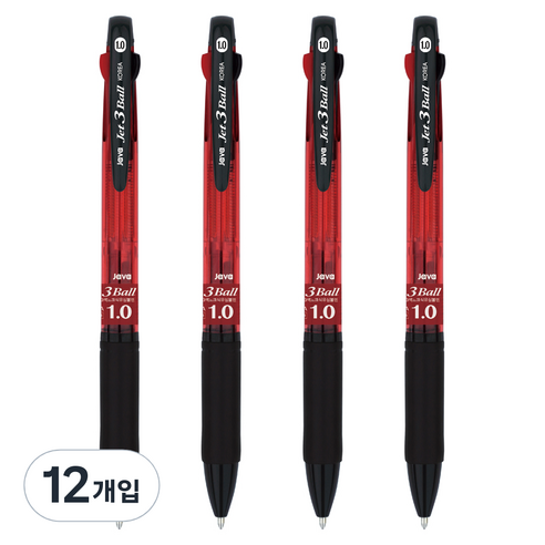 자바펜 제트3볼펜 1.0mm, 레드, 12개