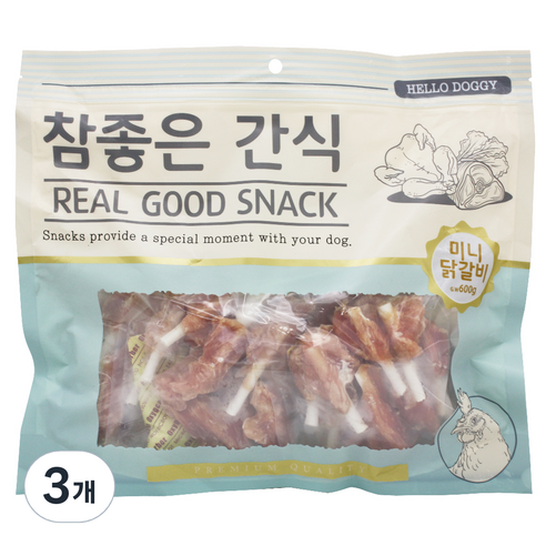 헬로도기 참좋은간식 강아지 건조간식, 미니닭갈비, 600g, 3개