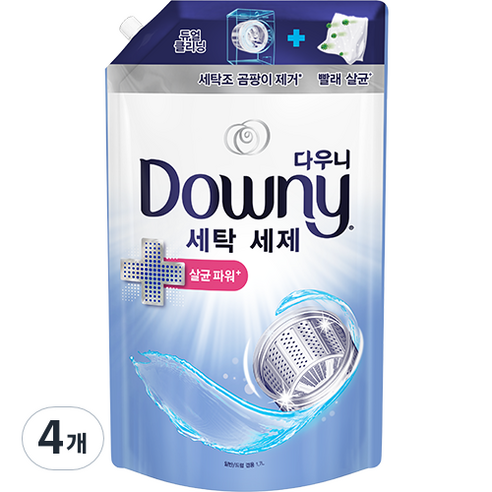 다우니 프리미엄 살균 파워 세탁세제 리필, 1700ml, 4개