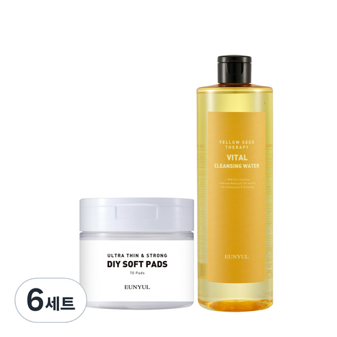 은율 옐로우씨드 테라피 바이탈 클렌징워터 500ml + 패드 70p 세트, 6세트