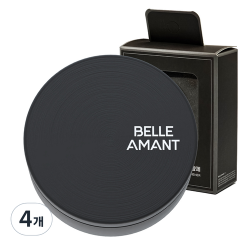 벨르아망 시그니쳐 차량용 방향제 블랙, 4개, 프레쉬 코튼