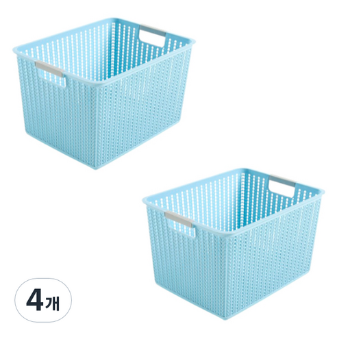 블럭마트 다용도 보관 바구니 35 x 26.7 x 21 cm, 블루, 4개