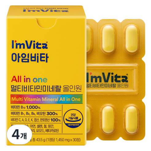 아임비타 종근당건강 멀티비타민 미네랄 올인원 43g, 30정, 4개