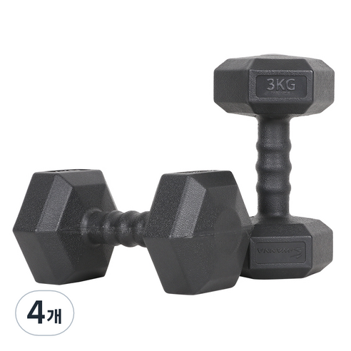 아이워너 맨즈 육각아령 블랙, 3kg, 4개