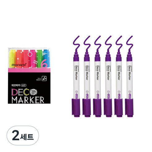 모나미 데코마카 460 6색 형광 + 퍼플 6p 세트, 2세트