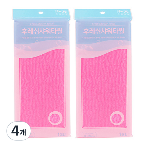 송월타월 후레쉬 샤워타올, 분홍, 1개입, 4개
