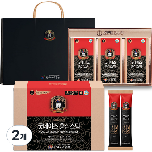 한국고려홍삼 굿데이즈 홍삼스틱 + 쇼핑백, 12g, 30개입, 2개