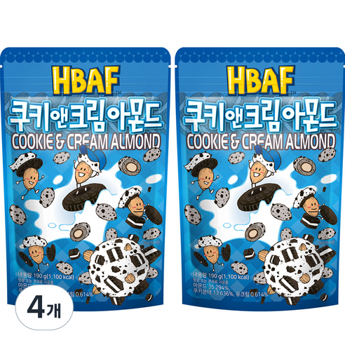 바프 쿠키앤크림 아몬드, 190g, 4개