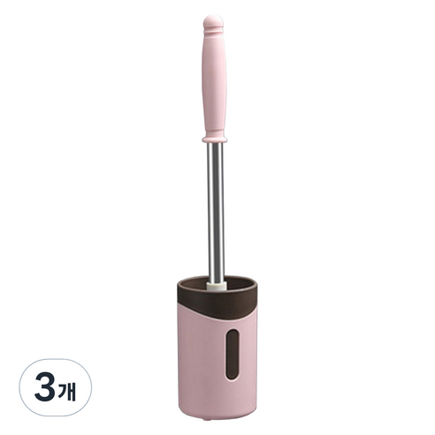 벽부착 욕실 변기 청소솔, 핑크, 3개