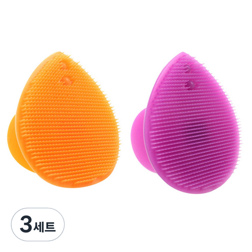 피부사랑 실리콘 클렌징 패드 2p 세트, 오렌지, 퍼플, 3세트