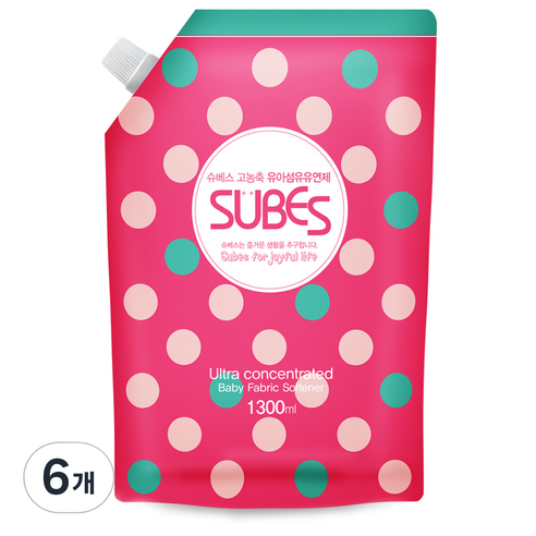 슈베스 고농축 유아 섬유유연제 리필, 1.3L, 6개