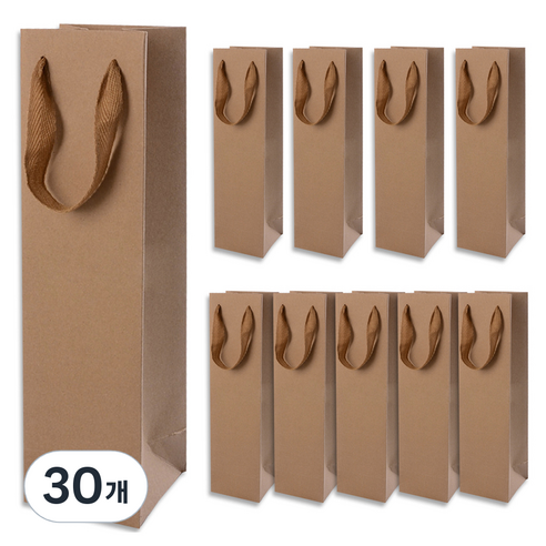 골든래빗 와인C 컬러 와인 종이백 9 x 28 x 8 cm, 베이지, 30개