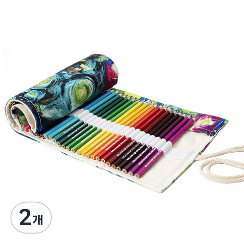 알로데 캔버스 리드 커튼 색연필 파우치 72색 82 x 20 cm, 20 수묵화, 2개