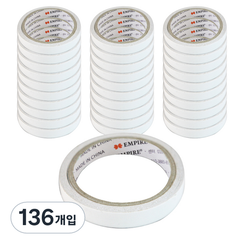 엠파이어 양면테이프 15mm x 10m, 화이트, 136개입