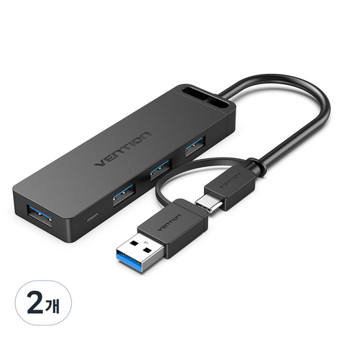 벤션 2in1 USB 3.1 Gen1 C타입 to USB 3.0 고속 멀티 허브 CHTBB, 혼합색상, 2개