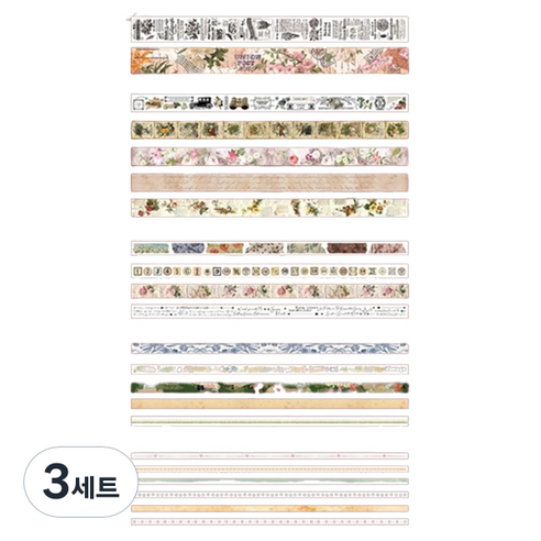 데이소이 레트로 감성 데코 테이프 2m 22p 세트, 네이처, 3세트