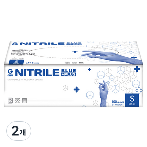 지클럽 니트릴 장갑 100p, 블루, 소(S), 2개
