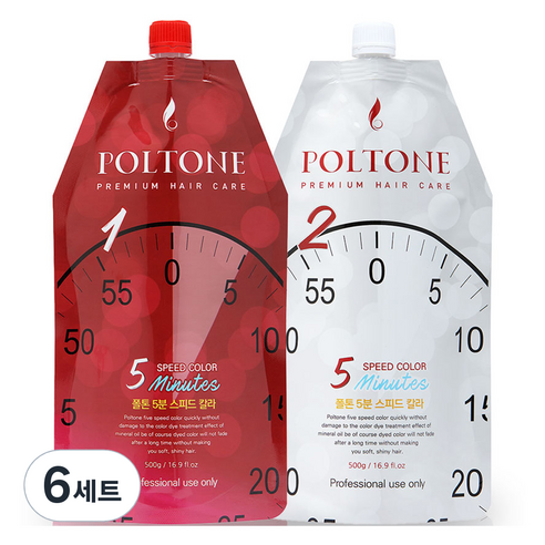 폴톤 5분 스피드 칼라 염모제 1제 500g + 2제 500g 세트, 흑색, 6세트