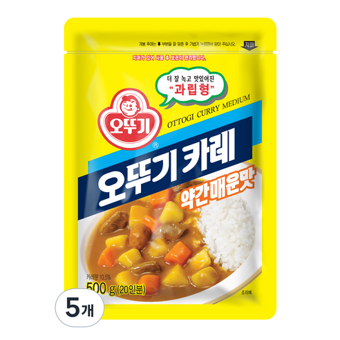 오뚜기 카레 과립형 약간매운맛, 500g, 5개