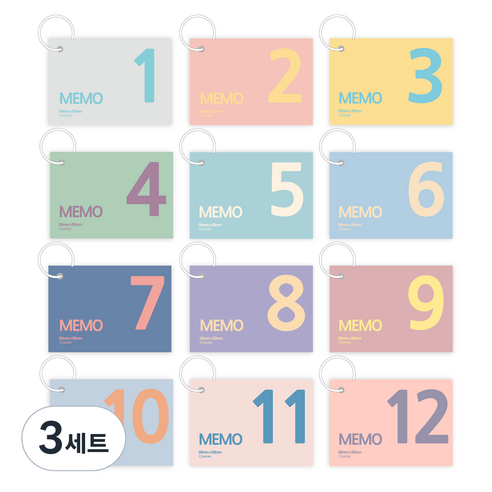 위드나 12링 두꺼운 단어장 시리즈 23-5990 180매, 혼합색상, 3세트
