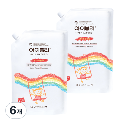 아이블리네이처 유아 세제 로터스 플라워향 1.2L, 6개