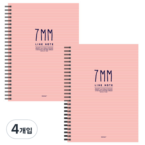 톡톡팬시 7mm라인 스프링노트, 핑크, 4개입