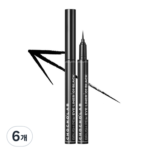 초초스랩 브러쉬 펜아이라이너 0.6ml, 1 블랙, 6개