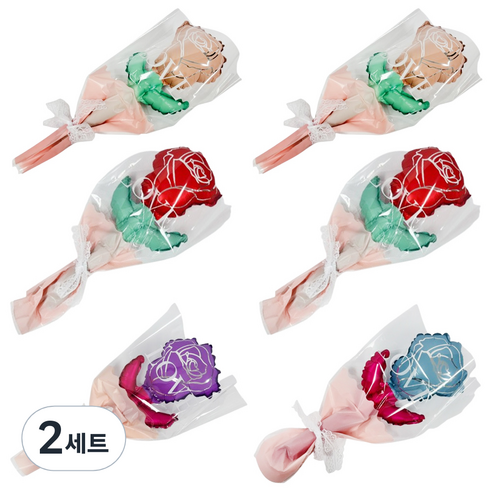 파티공구 꽃다발 풍선키트 6종 세트, 장미, 2세트