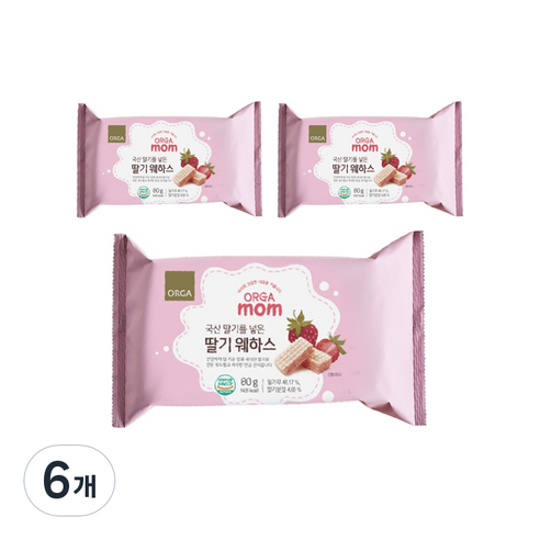 올가홀푸드 mom 딸기 웨하스 80g, 6개