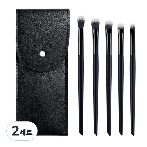 디에스 휴대용 파스텔 파우치 브러쉬 5종 세트, 블랙, 2세트