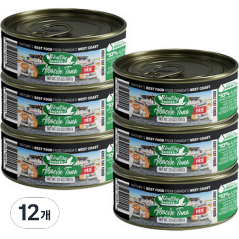 헬시쇼어스 고양이 알바코어 튜나 파테타입 주식캔 습식사료, 12개, 100g, 생선