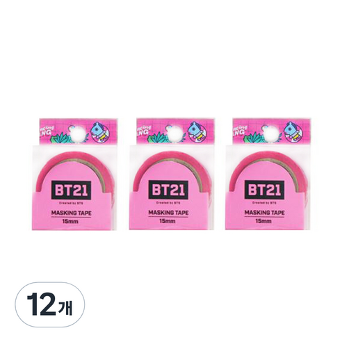 라인프렌즈 BT21 마스킹테이프 15mm, 망, 12개
