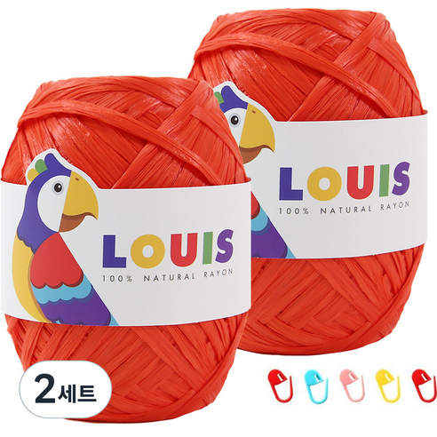 니뜨 루이 45g x 2p + 단수링 5p 세트, 111 무광 오렌지(뜨개실), 랜덤발송(단수링), 2세트