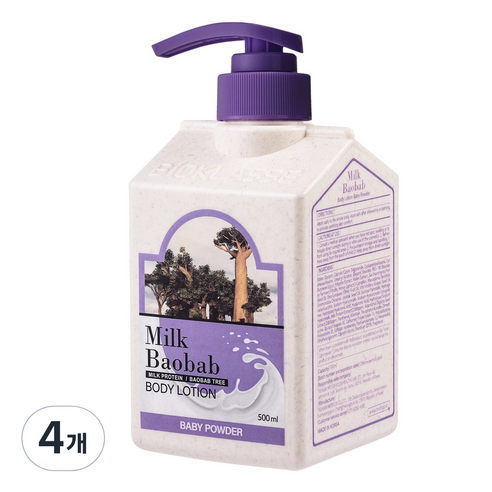 밀크바오밥 바디로션 베이비파우더향, 500ml, 4개