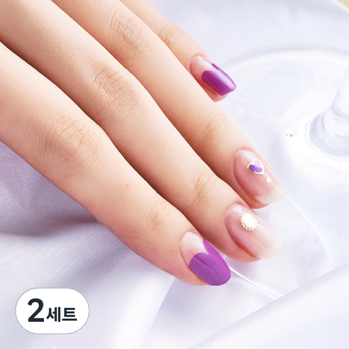 넬로 팔레트 젤 네일 스티커, 러블리바이올렛, 2세트