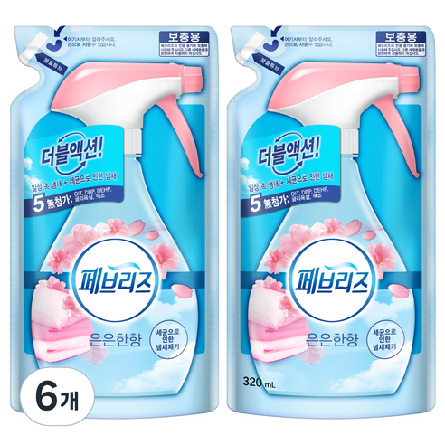 페브리즈 은은한향 섬유탈취제 리필, 320ml, 6개