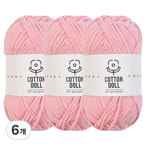 니뜨 코튼돌 뜨개실 50g, 6개, 11베이비핑크