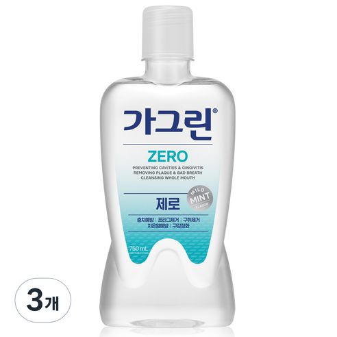 가그린 제로 구강청결제, 750ml, 3개