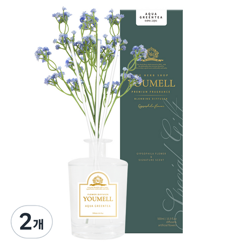 유멜 안개꽃 디퓨저 500ml, 아쿠아그린티, 2개