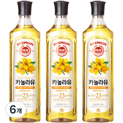 해표 카놀라유, 900ml, 6개