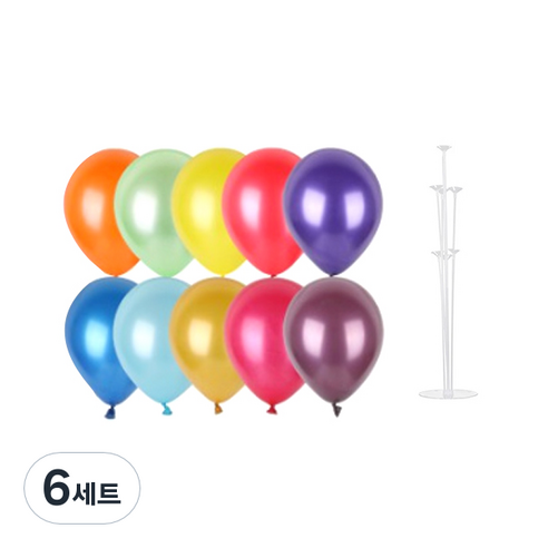 파티쇼 풍선꽂이장식세트 70cm, 펄풍선혼합파티(랜덤 발송), 6세트