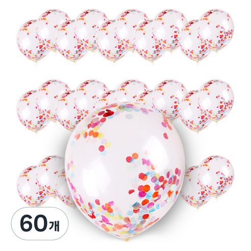 컨페티풍선 30cm, 무지개페이퍼, 60개