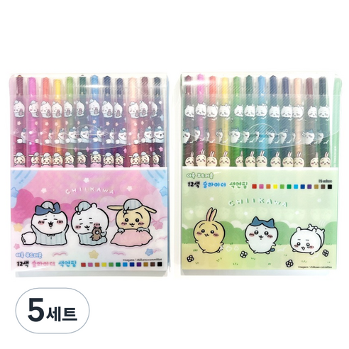 먼작귀 슬라이더 색연필 2종 세트, 5세트, 12색