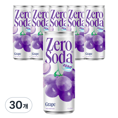 클룹 제로소다 포도, 250ml, 30개