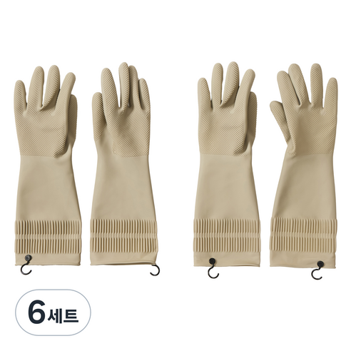 JAJU 자주 쓰는 고무장갑 36cm, 라이트베이지, FREE(one size), 6개