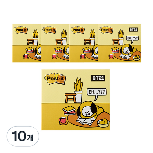 포스트잇 강한점착용 커버노트 BT21, CHIMMY, 10개