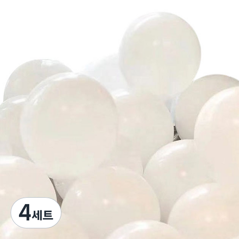 뷰라뷰 파티풍선 50p + 공기펌프 + 10m 리본 세트, 21 화이트(랜덤발송), 4세트