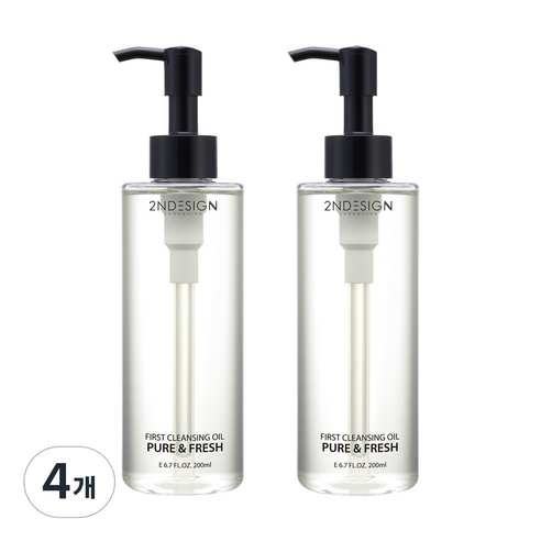 세컨디자인 퍼스트 클렌징 오일 퓨어 앤 프레쉬 블랙, 200ml, 4개
